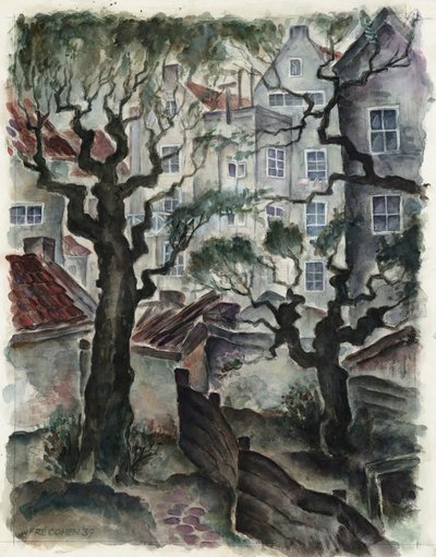 Fré Cohen 1939 Drawing Nieuwe Herengracht Backside Houses by Fré Cohen